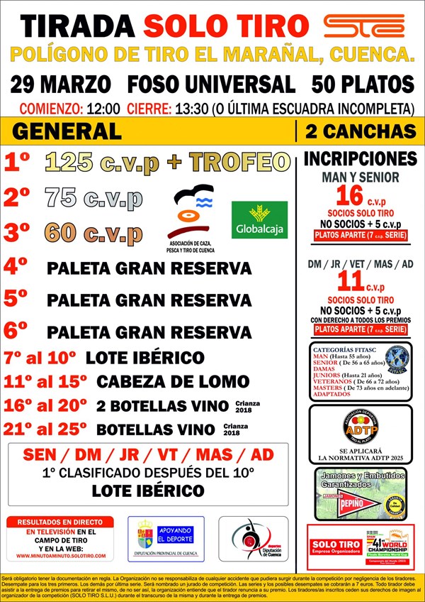  TIRADA SOLO TIRO Y GRAN TIRADA (PUNTUABLE REGULARIDAD 3º)